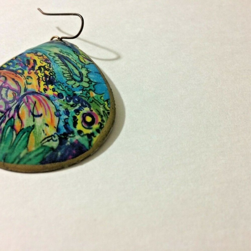 Rare Earrings Mod Retro Art Painting Studio L102 - Picture 9 of 11